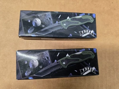 Cuchillo plegable táctico Frost ~ Lockback verde y negro - Paquete de 2 - ENVÍO GRATUITO Foto 1 de 4