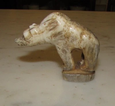 Figura fetiche cuerno tallado Zuni de colección oso de pie ojos de cuentas turquesa Foto 1 de 4