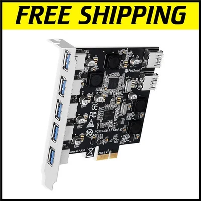 Superspeed 5Gbps 7-Port USB 3.0 PCI Express Card - Plug and Play for Windows - Image 1 of 4
