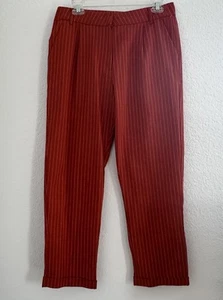 Active USA Tapered Ankle Hose Damen L Burnt Orange Baumwolle Nadelstreifen Büro - Bild 1 von 10