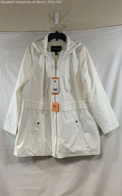 Chaqueta de lluvia Vince Camuto blanca nueva con etiquetas cremallera completa con capucha para mujer XXL Foto 1 de 4
