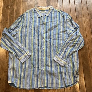 Neu mit Etikett Tommy Bahama Leinen/Baumwolle geknöpftes Hemd XXXL Baja Bay kariert Langarm - Bild 1 von 12