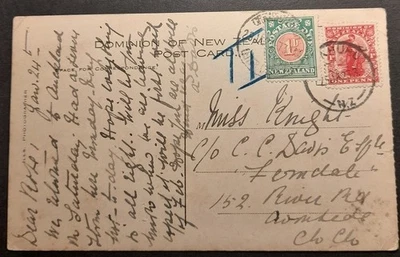 Nueva Zelanda Otahuhu 1923 matasellos en 1d dominio en maorí franqueo debido postal Foto 1 de 2