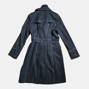 Miss Sixty M60 Wool Blend Double Breasted Trench Coat S Belted Knit Collar Y2K - Picture 1 of 8