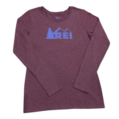 Camiseta para mujer Rei manga larga con logotipo deletreado S borgoña mezcla de algodón gráfico Foto 1 de 4