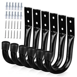 Heavy Duty Garage Storage Hooks, 6-piece Bike Hooks for Garage Wall, 6PCS Black - Picture 1 of 8