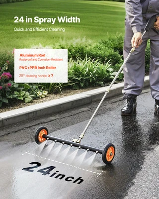 VEVOR 24" Pressure Washer Undercarriage Cleaner with 2 Wheels 2 Extended Wands