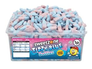 Sweetzone Fizzy Blue Bottles 600 Pieces Halal HMC Sweets Tubs