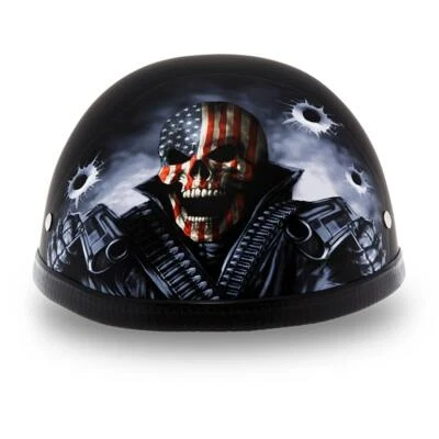 Daytona Skull Cap non DOT Motorcycle Helmet EAGLE- W/ COME GET 'EM Biker Helmet - Image 1 of 4