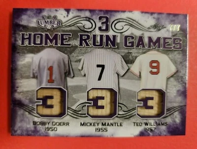 Mickey Mantle TED WILLIAMS BOBBY DOERR GAME USED BAT CARD #d7/7 2021 LEAF LUMBER - Image 1 of 3