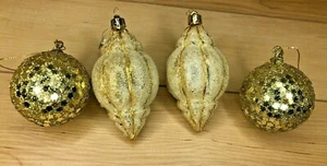 High Quality 4 Glitter & Beaded Shatterproof Christmas Holiday Ornaments - Picture 1 of 4