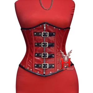 Corsetto sottopetto rosso vernice corsetto ottima vita training PVC Underbust corsetti - Foto 1 di 13