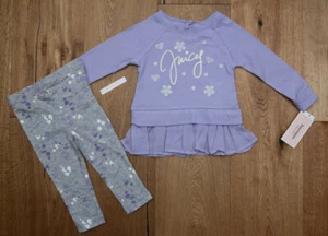 Juicy Couture Baby Girl Long Sleeve Top & Legging Set~Lavender, Gray & White~18M - Picture 1 of 4