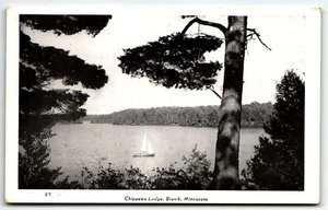 Postcard Chippewa Lodge Brevik Minnesota Sailboat on Lake MN UNP - Picture 1 of 2