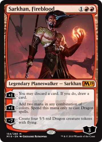 MTG - Sarkhan, Fireblood - Core Set 2019 - NM, English Magic FLAT RATE SHIP - Image 1 of 1
