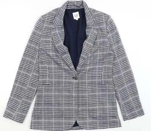 Gap Womens Blue Plaid Polyester Blend Blazer Size 6 - Picture 1 of 12