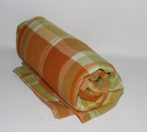Vintage Sleeplux Single Bed Pure Wool Blanket Orange Retro 205x169cm - Picture 1 of 5