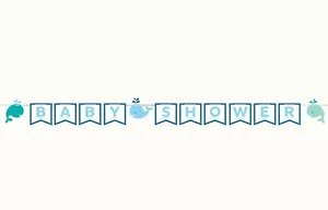 Blue Whale Baby Shower Ribbon Banner (1 ct)~BRAND NEW ~SHIPN24 - Picture 1 of 3