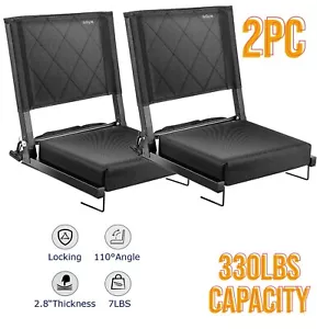 2pc Stadium Seat for Bleacher w/ Back Support & Wide Padded Cushion &Bottom hook - Picture 1 of 10