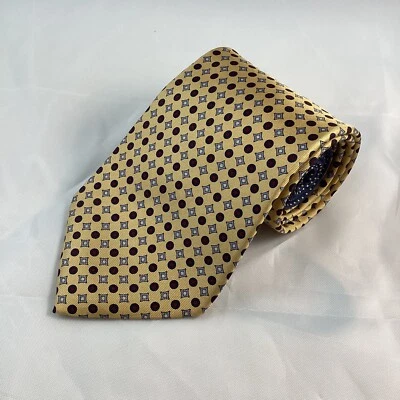 Corbata de seda Tommy Hilfiger ~ amarillo rojo nudo geométrico en contraste ~ 3,5" Foto 1 de 4