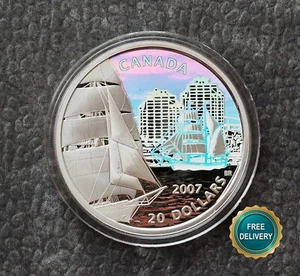 2007 1OZ Silver Holographic Proof Canada Brigantine Ship Tall Certif. ETUI RARE - Picture 1 of 24