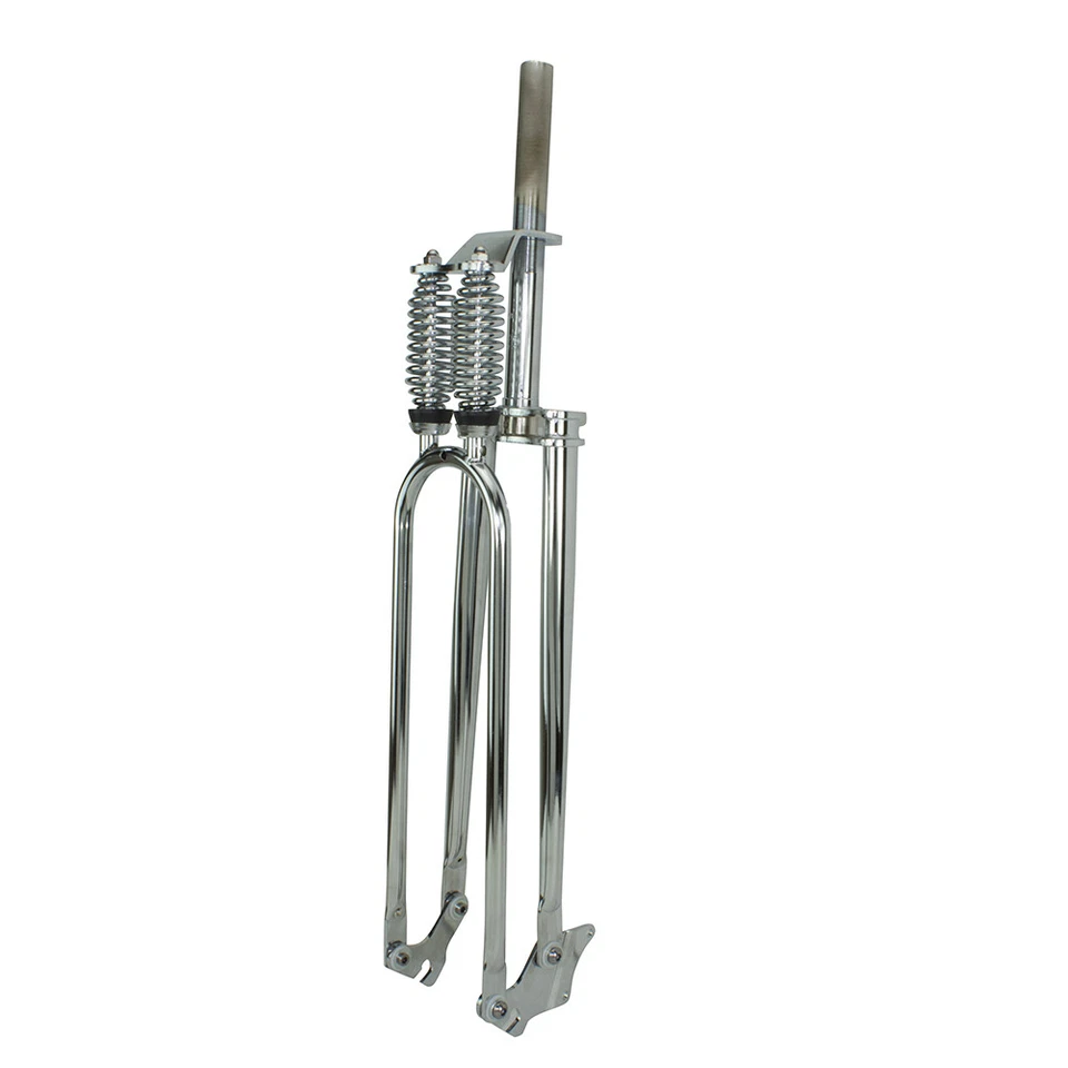 PRO+ 26" Dual Spring Disc Option Fork 1" Threaded Bicycle Cruiser Fork CHROME - Image 1 of 1
