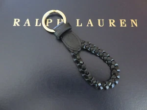 Polo RALPH LAUREN Key Chain FOB Black Braided Leather - Picture 1 of 4