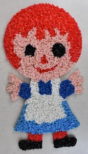 Vintage 1970s Melted Plastic Popcorn Wall Decoration Raggedy Ann 18.75" Tall - Picture 1 of 2