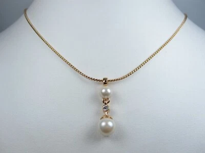 Colgante enchapado en oro Nina Ricci con cristales y perlas de Swarovski 16-18" - 5920 Foto 1 de 3