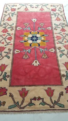 Alfombra Real Floral 4x7 Alfombra Oriental Anudada a Mano Bonita Alfombra Decoración Multicolor Foto 1 de 4