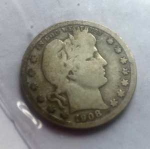 1908 D BARBER QUARTER GOOD - Bild 1 von 2