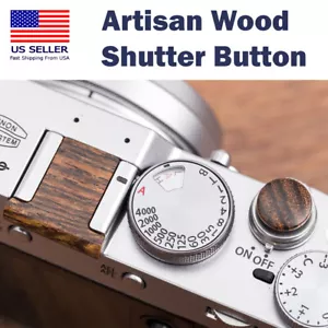 Artisan Wood Soft Shutter Button + Hot Shoe Cover Leica Fujifilm Canon Nikon+ - Picture 1 of 14