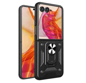 Case for Motorola Razr 50 Ultra Phone Camera Cover Magnetic Ring Stand Black - Picture 1 of 5