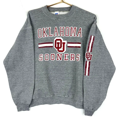 Vintage Oklahoma Sooners Crewneck Sweatshirt Size Large Gray Ncaa Made in Usa Cover