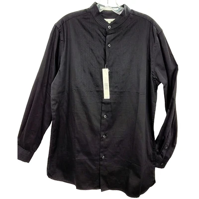 Perry Ellis Men's Black Embroidered Nauru Collar Button Up Dess Shirt - Image 1 of 4