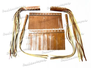 Handlebar Lever Grip Cover Foot Pedal Fringe Tassel Tan Leather For Indian Chief - Picture 1 of 6