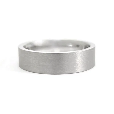 Anillo de alianza de boda ancho satinado ajuste cómodo oro blanco 14K para hombre, talla 11, 6 mm Foto 1 de 4