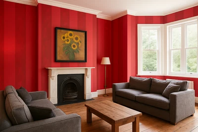 Papel pintado Designers Guild - Rayas planas - Rojo - Naroda - P448/03 - Imagen 1 de 3