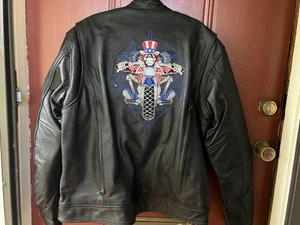 SELTENE 2012 Grateful Dead Leder Motorrad Jacke Gr. 44 schwarz gesticktes Logo - Bild 1 von 21