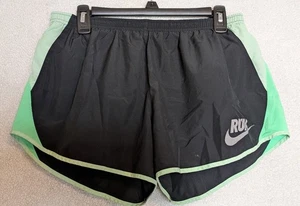 NIKE-RUN Dri-Fit lined Black and Green Running shorts womans sz L - Picture 1 of 6