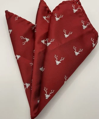 Cuadrado de Bolsillo, Hombre, Rojo Blanco Rojo Nariz Roja Reno, Navidad, 12 pulgadas Foto 1 de 3