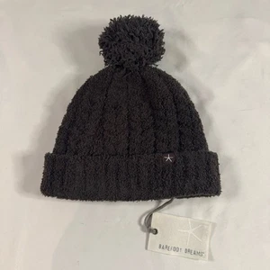NWT Barefoot Dreams Black Cable Knit Pom-Pom Beanie Brown Black CozyChic Warm - Picture 1 of 4