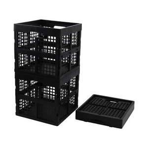 18 L Stackable Plastic Milk Crate Black Plastic Collapsible Crates 3 Pack - Picture 1 of 8