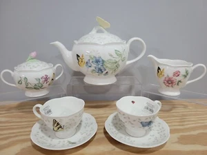 Juego de té completo Lenox Butterfly Meadow 9 piezas - Servicio para 2 - Imagen 1 de 9
