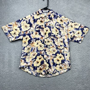 Camisa Goouch DE COLECCIÓN Adulto Mediana Beige Azul Abotonada Rayón Hawaiana Para Hombres - Imagen 1 de 8