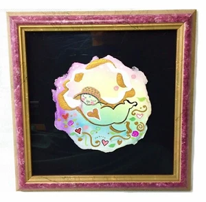 Andrea Smith Framed Baby Cherub Girl In Womb Love Watercolor Painting Signed Art - Picture 1 of 12