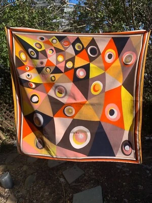 RARE!!! Vtg 1970 ICONIC OCCHI  EMILIO PUCCI SILK TWILL/ VELVET SCARF - Image 1 of 4