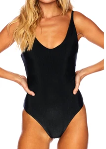 NEW BEACH RIOT 'Reese' Ribbed 1-Piece Swimsuit Size S Small Black $148 NWT - Picture 1 of 7