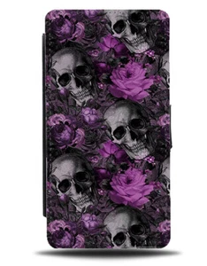 Estuche Cartera Abatible Calavera y Flores Punk Princesa Púrpura Floral Grunge Gótico G064 - Imagen 1 de 3