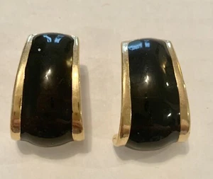 Black & Gold Tone Earrings - Picture 1 of 2